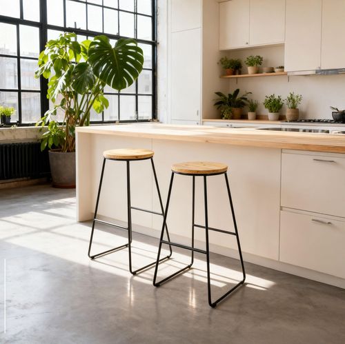купить Барный стул Jumi FCM-598461 Scaun de bar din lemn, Oak Artisan/Negru в Кишинёве 