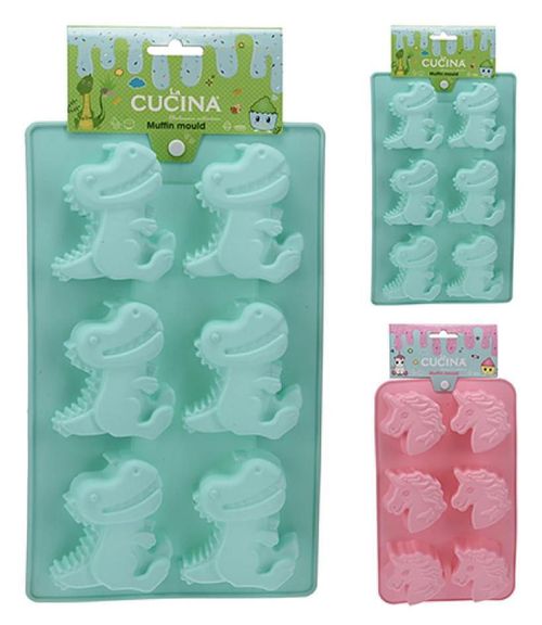 купить Форма для выпечки Cucina 17120 Forma de copt 27x16cm 6 briose, silicon (2 modele în asort.) в Кишинёве 