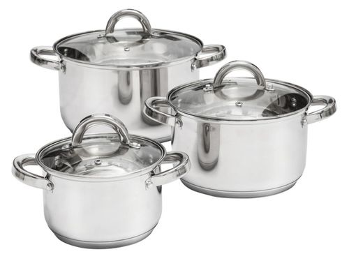 cumpără Cratiță Ambition 68878 Cookware Set 6pcs With Lid, Berry, Stainless Steel, Tempered Glass în Chișinău 