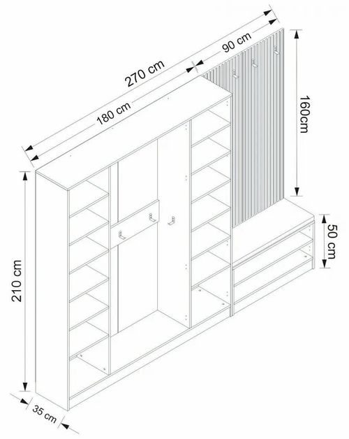 cumpără Mobilă pentru antreu Trendy Noe-8291, 270x210x35cm (GTR004016) în Chișinău 