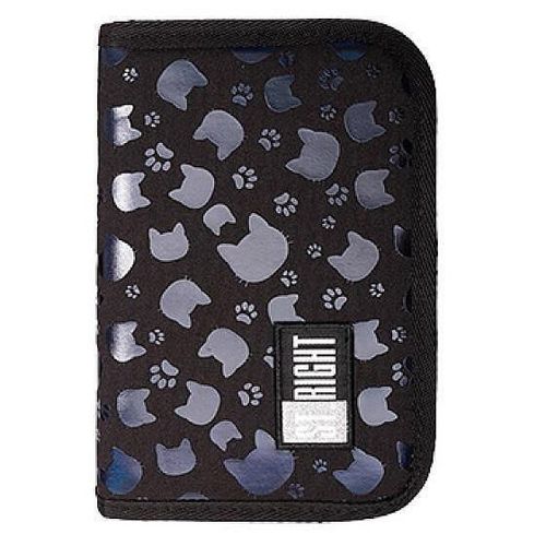 купить Школьный пенал St.RIGHT 52878 Penar 21x14x3.5cm Black Cats, textil, cu 2 buzunare в Кишинёве 