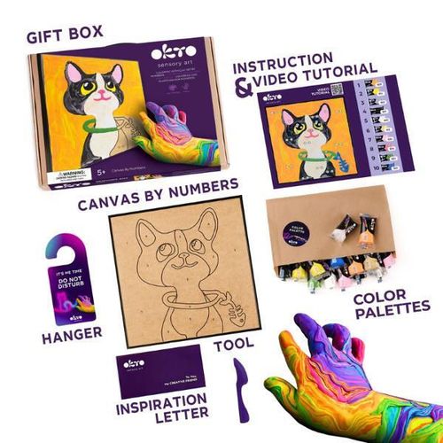 cumpără Set de creație Okto 20036 Pictură pe numere 3D cu plastilină ușoară 29x29сm, Pisica în Chișinău 