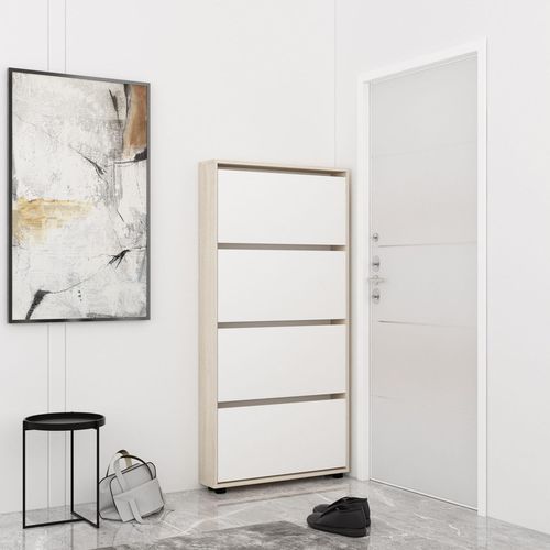 купить Полка для обуви Mobildor-Lux Leo Slim 100x16x164H cm Sonoma/White в Кишинёве 