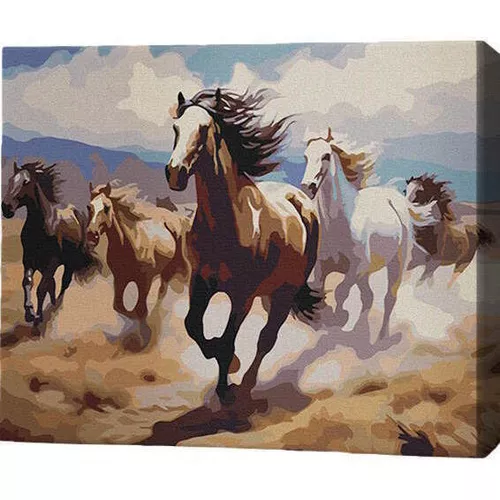 cumpără Tablou pe numere BrushMe MG0019FC 40х50cm (fără cutie) Turmă de cai în Chișinău 