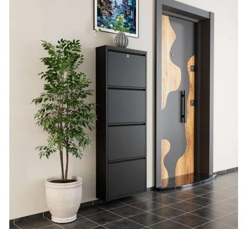 купить Полка для обуви Trendy Locking 4 Piece Metal-Black, 50x136x15cm в Кишинёве 