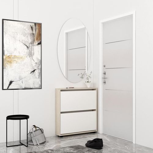 cumpără Raft pentru încălțăminte Mobildor-Lux Leo Slim 60x16x86H cm Sonoma/White în Chișinău 