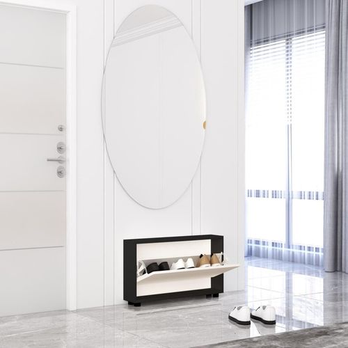 купить Полка для обуви Mobildor-Lux Leo Slim 100x16x47H cm Anthracite/White в Кишинёве 