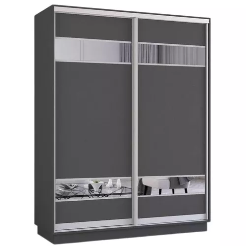 купить Шкаф Mobildor-Lux Раздвижные двери Fox из ДСП с зеркальными элементами (190x60x200 см, высота) Антрацит в Кишинёве 