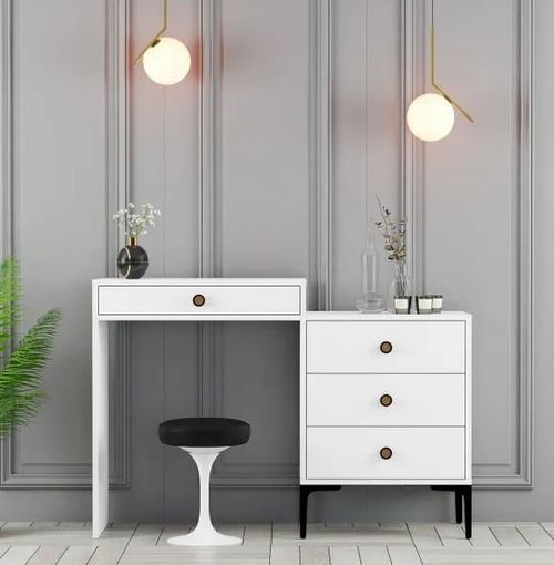 cumpără Măsuţa de toaletă Trendy Lizbon 556, Alb, 124x84x40cm (masa de machiaj) (GTR001465) în Chișinău 