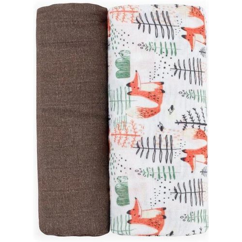 купить Аксессуар для пеленания Petite&Mars 417366 Set 2 pelinci de muselina din bambus Misty Forest Fox, 120x120cm в Кишинёве 