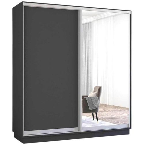 купить Шкаф Mobildor-Lux Раздвижные двери Fox из зеркала и ДСП (180x60x210 см) Антрацит в Кишинёве 