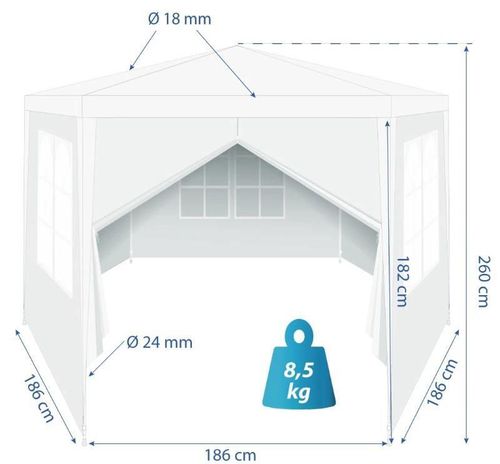 купить Навес Saska Garden Pavilion Tent White 2x2x2m в Кишинёве 