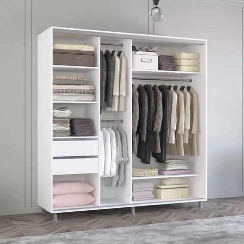 купить Шкаф Mobildor-Lux Арон с горизонтальными раздвижными дверцами из зеркала (210x60x230H см) Brilliant White в Кишинёве 