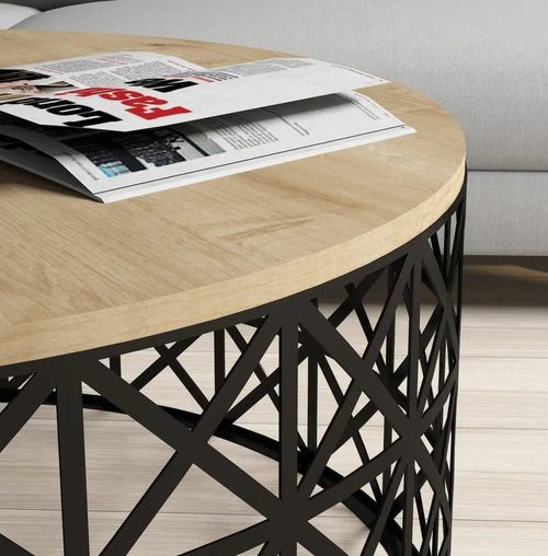 купить Журнальный столик Trendy Selin Metal Ferforje, Stejar 90x38x90cm в Кишинёве 