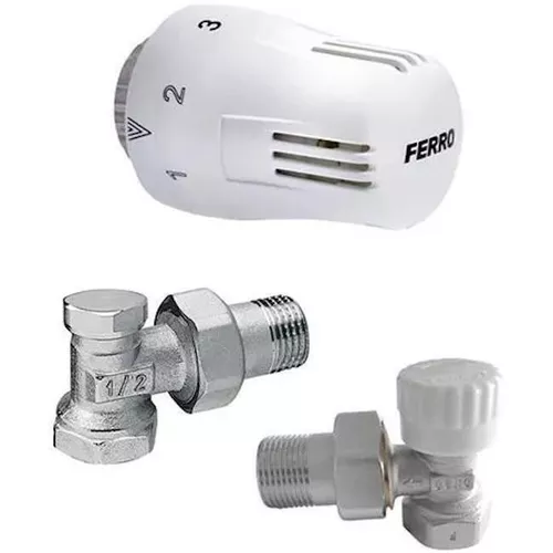 купить Запорная арматура Ferro ZTM02 set robinet cu cap termostat + retur в Кишинёве 