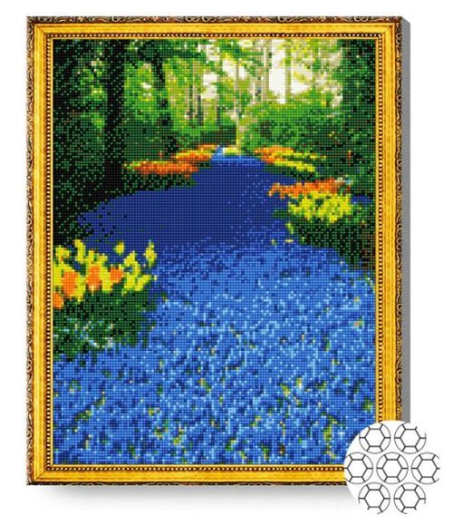 купить Картина по номерам Art Gallery GA79785 Mozaic cu diamante 40x50cm Drumul din flori albastri в Кишинёве 