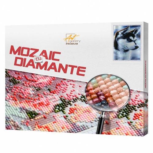 купить Картина по номерам Art Gallery QB204798 Mozaic cu diamante patrate 40x50cm Catelus husky в Кишинёве 