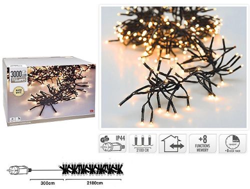 купить Гирлянда Promstore 54456 Luminite de Craciun Dense, 3000LED, alb cald, 21.8m, 8reg, timer, in/out в Кишинёве 