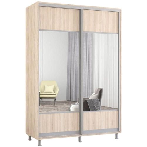 cumpără Dulap Mobildor-Lux Aron-P uși glisante din PAL cu oglindă orizontal (150x60x200H cm) Sonoma în Chișinău 