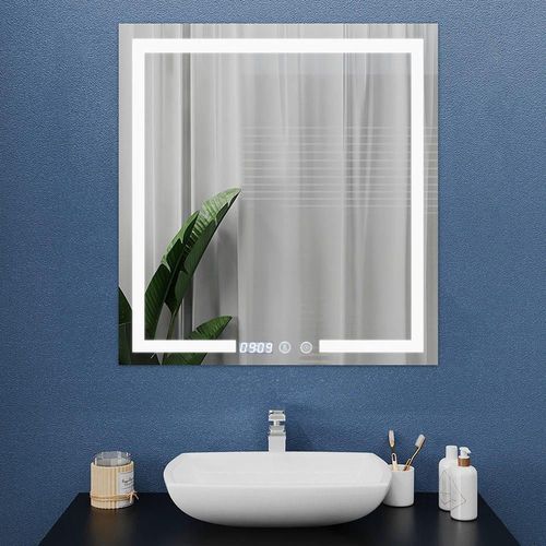 купить Зеркало для ванной Bayro Otto 700x800 LED touch, подогрев, часы, термометр в Кишинёве 