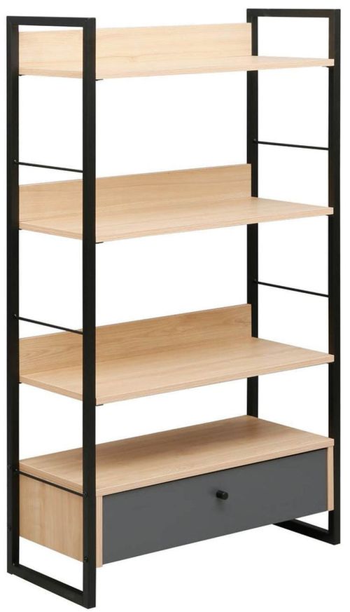 купить Офисный стеллаж Deco Alto 4 nivele 70x30x124.5H Oak/Dark Grey/Black в Кишинёве 
