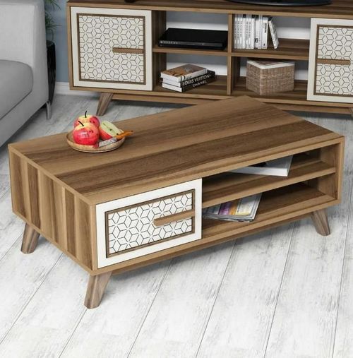 купить Журнальный столик Trendy Айла, орех, кремовый 105x38x60 см в Кишинёве 