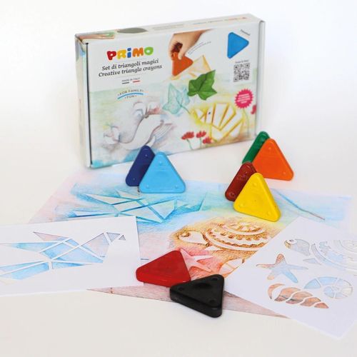 cumpără Set de creație Primo Crafts 0721TRI8ST Creioane de ceara triunghiulare 8 culori + șabloane în Chișinău 