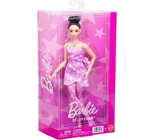 cumpără Păpușă Barbie JJN71 Fashionistă în rochie din denim roz cu imprimeu stelat în Chișinău 