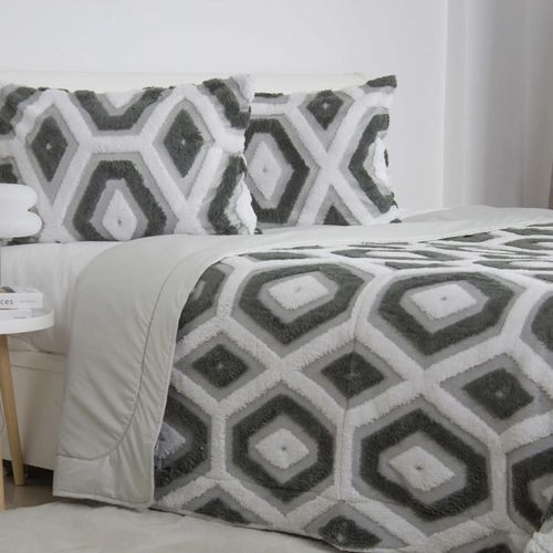 cumpără Textile de casă Relaxe Home 024556 Cuvertura TEP BOHO 220x240cm + 2 Fete de perne 50x70cm, Light Grey în Chișinău 