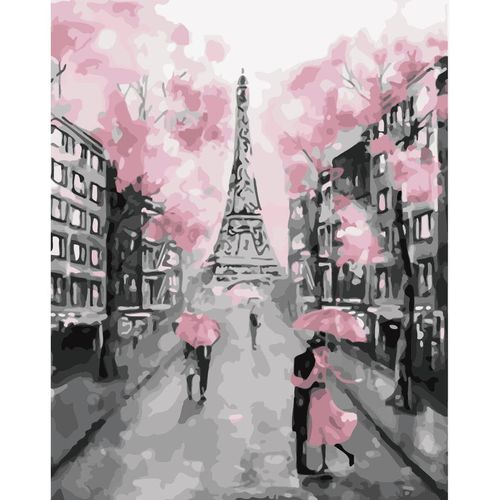 купить Картина по номерам Richi (06958) Mozaic cu diamante Paris in gri si roz 40x50 в Кишинёве 