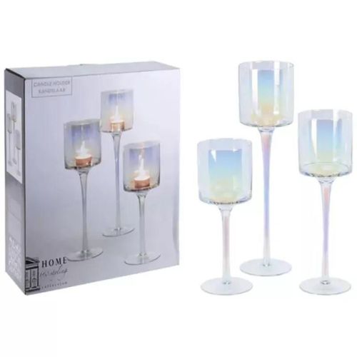 cumpără Lumânare H&S 52519 Set 3 sfesnice din sticla Bokal 25cm, 30cm, 35cm, cu finisaj lucios în Chișinău 