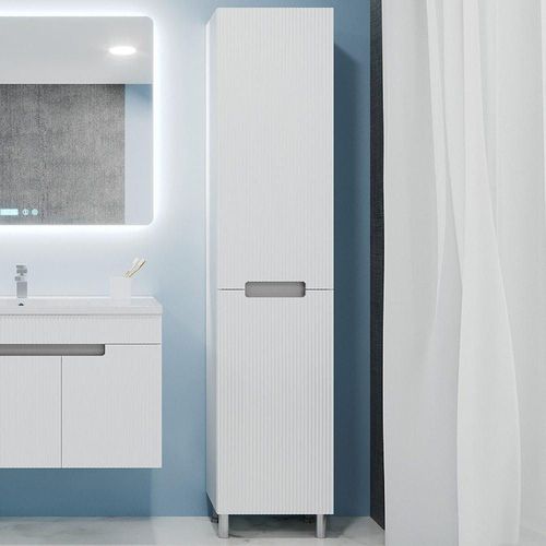 купить Шкаф-пенал Bayro Positano с корзиной 420x1900 правый, белый мат в Кишинёве 