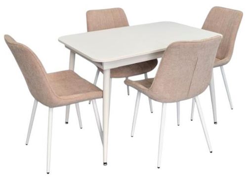 купить Комплект стол и стулья Evelin di Costacurta стол DT-531R Wh + 4 стула YTC-055Wh UF885-03 (Light beige) в Кишинёве 