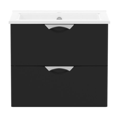 NOVA VLNA M комплект мебели 60см, черный: тумба подвесная, 2 ящика + умывальник накладной арт i11052 
