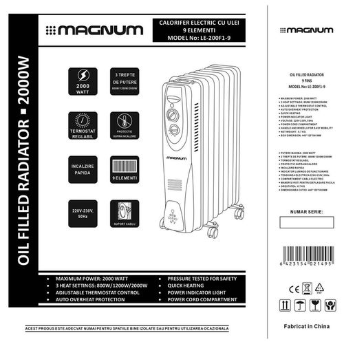 купить Обогреватель масляный Magnum LE-200F1-9 в Кишинёве 