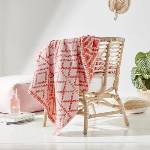 cumpără Textile de casă Ibena 1800/200 Jacquard Baumwolldecke Kailua mith GOTS Zertifikat Redorange/ivory în Chișinău 