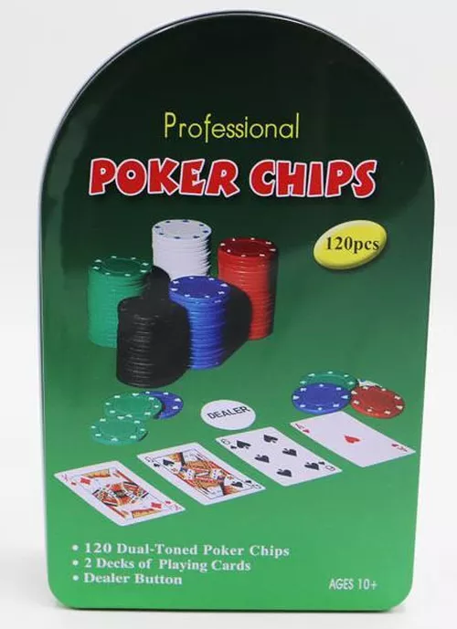 купить Настольная игра misc 1261 Joc de masa Poker 224-455/456 (cutie metal) 120 pcs в Кишинёве 