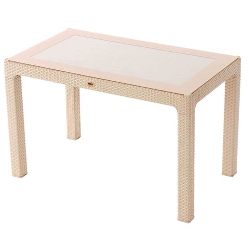 купить Садовая мебель Hydro S Стол из ротанга со стеклом, 140x80x75, бежевый в Кишинёве 
