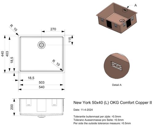 cumpără Chiuvetă bucătărie Reginox R38758 New York 50x40 Copper II în Chișinău 