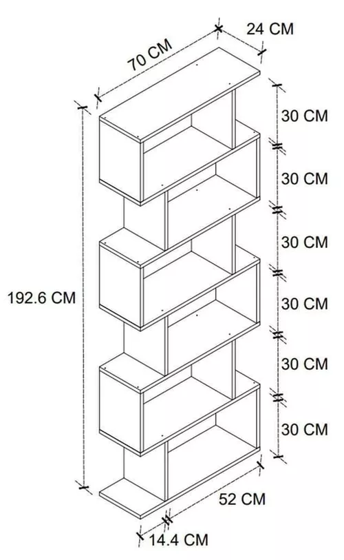 cumpără Raft de birou Nex Home Zigzag, 70x24x192 cm, Stejar (15-60-02) în Chișinău 