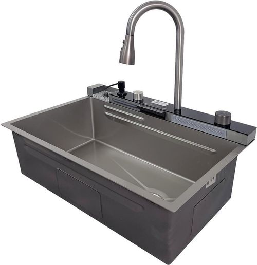 купить Мойка кухонная со смесителем SanDonna HD7550 Хромированный смеситель-водопад с регулируемой лейкой в Кишинёве 