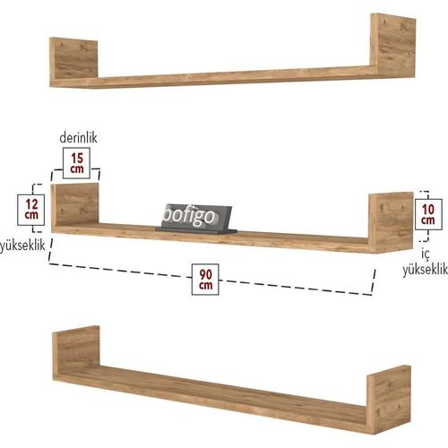 купить Полка декоративная Bofigo Комплект навесных полок 13-90-02 Pine в Кишинёве 