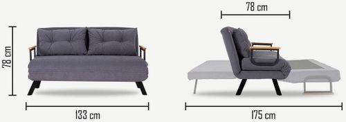 купить Диван Trendy Sando extensibila cu 2 locuri 78x78x133cm Gri в Кишинёве 
