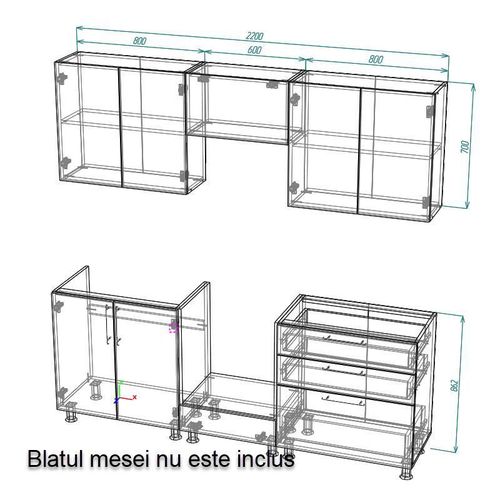 cumpără Mobilă pentru bucatarie Smartex (30143) K4 220сm Grafit în Chișinău 