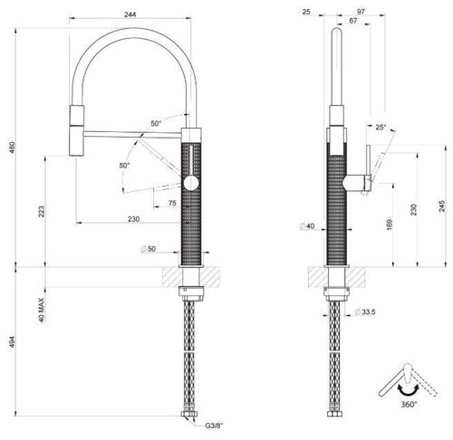 купить Смеситель кухонный Gessi 60012-239 Gessi 316 Steel Brushed в Кишинёве 