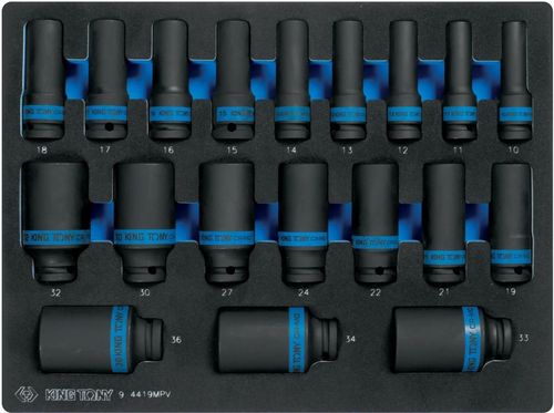 купить Набор головок, бит, насадок King Tony 9-4419MPV набор 1/2" ударных головок глубоких 6гр., от 10 до 36мм, 19 пр. (FOAM) в Кишинёве 