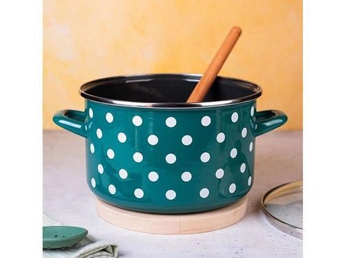 cumpără Cratiță Metalac 57047 Cratita emailata Green Dots 20cm, 4.0L, capac din sticla în Chișinău 