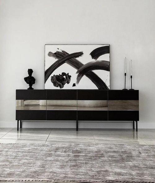 купить Тумба напольная для TV Trendy Leon, Negru, Fume в Кишинёве 