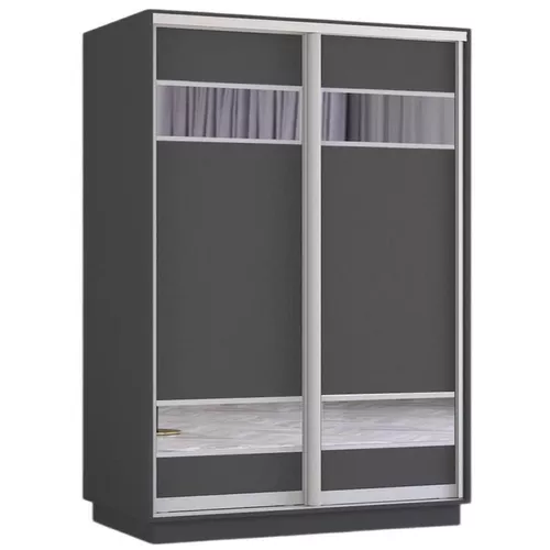 купить Шкаф Mobildor-Lux Fox uși glisante din PAL cu elemente din oglindă (150x60x230H cm) Anthracite в Кишинёве 