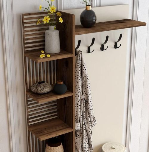 cumpără Mobilă pentru antreu Trendy Viyana D, Nuc, Smantana, 90x200x35cm (GTR001345) în Chișinău 
